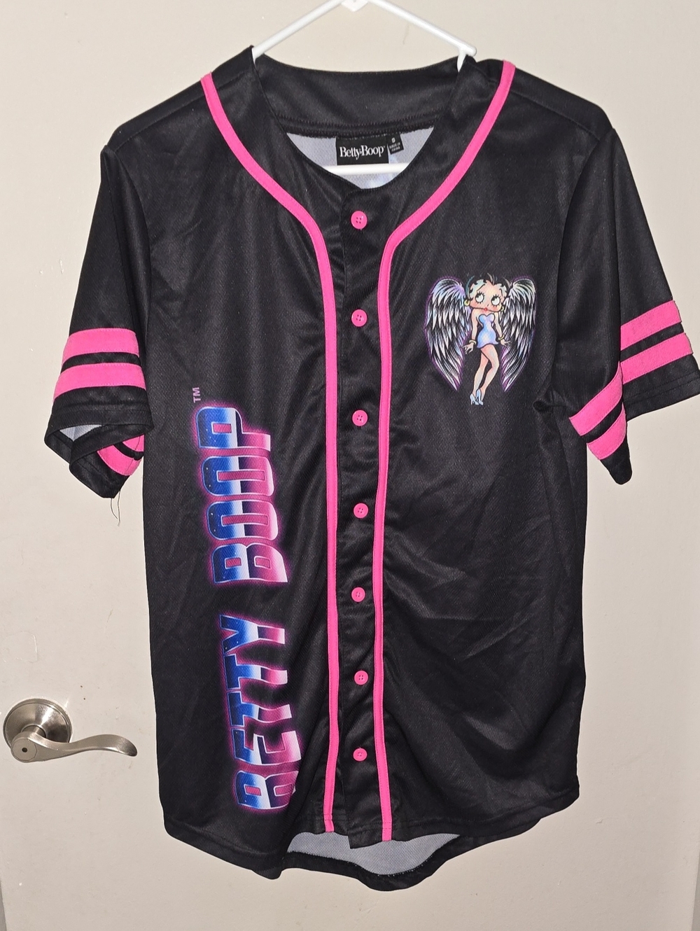Betty Boop Black and Hot Pink Button-Up Kids Jersey